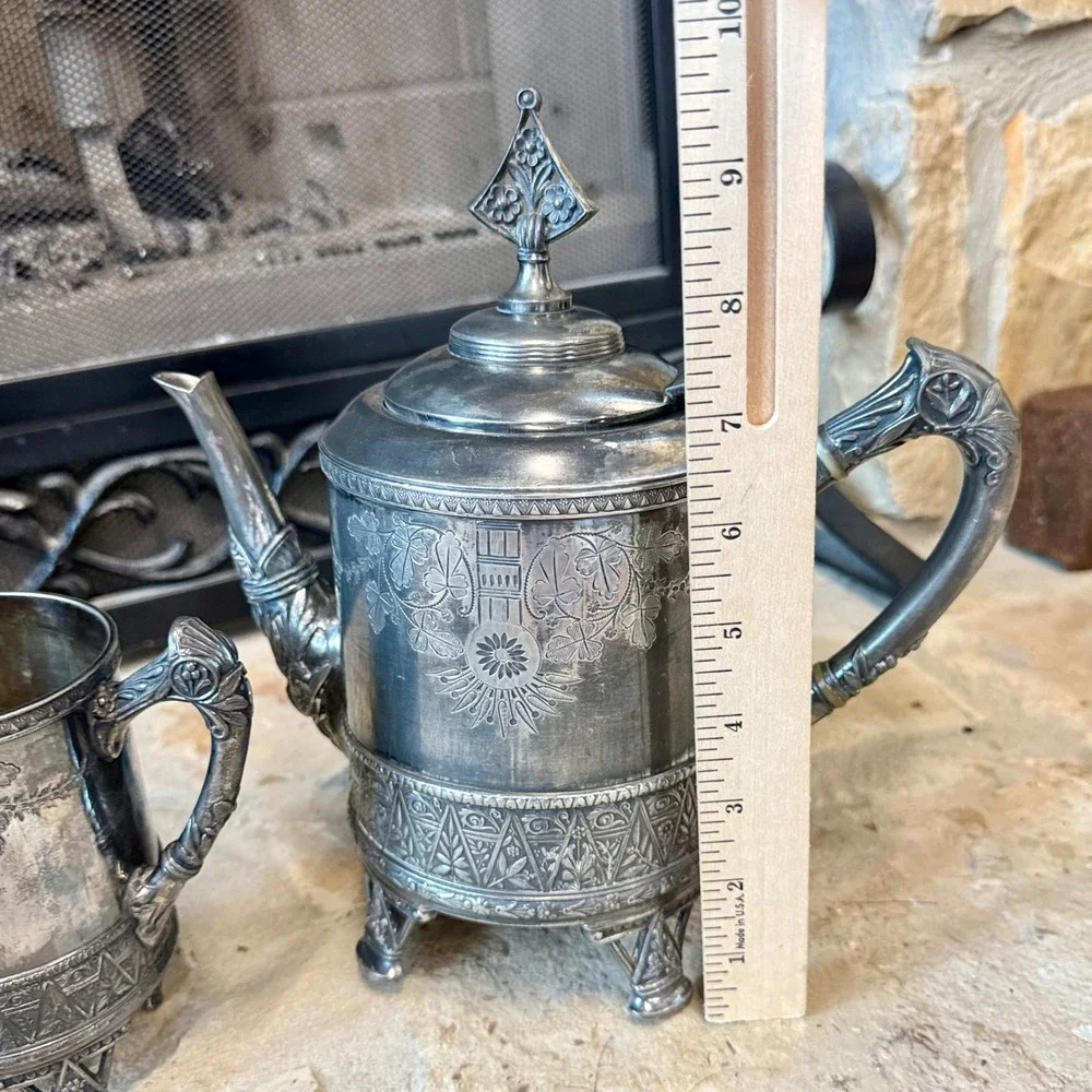 Antique Meriden Britannia 1926 Silverplate‎ Teapot Creamer Victorian Aesthetic